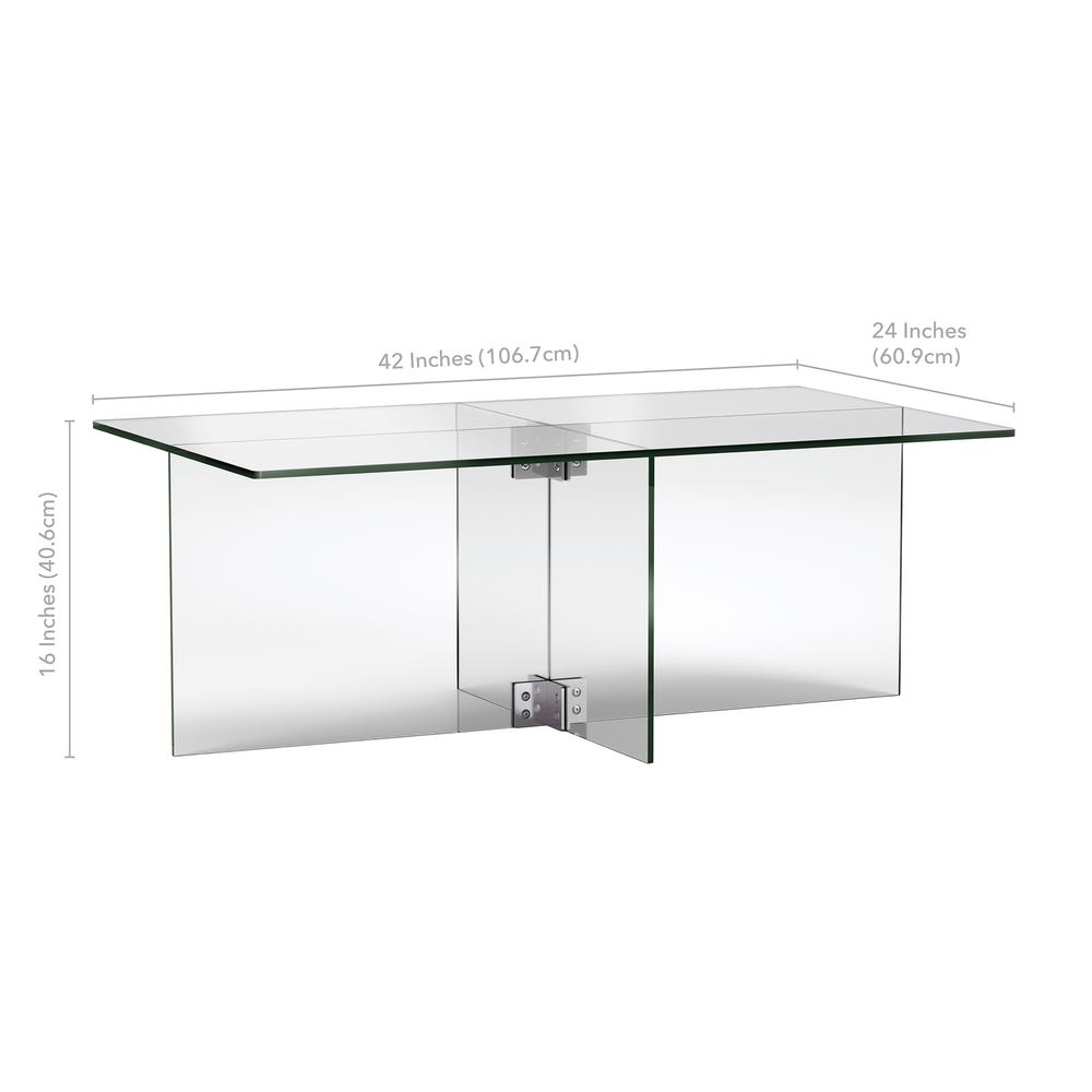 Gehry 24'' Wide Rectangular Coffee Table in Clear Glass. Picture 5