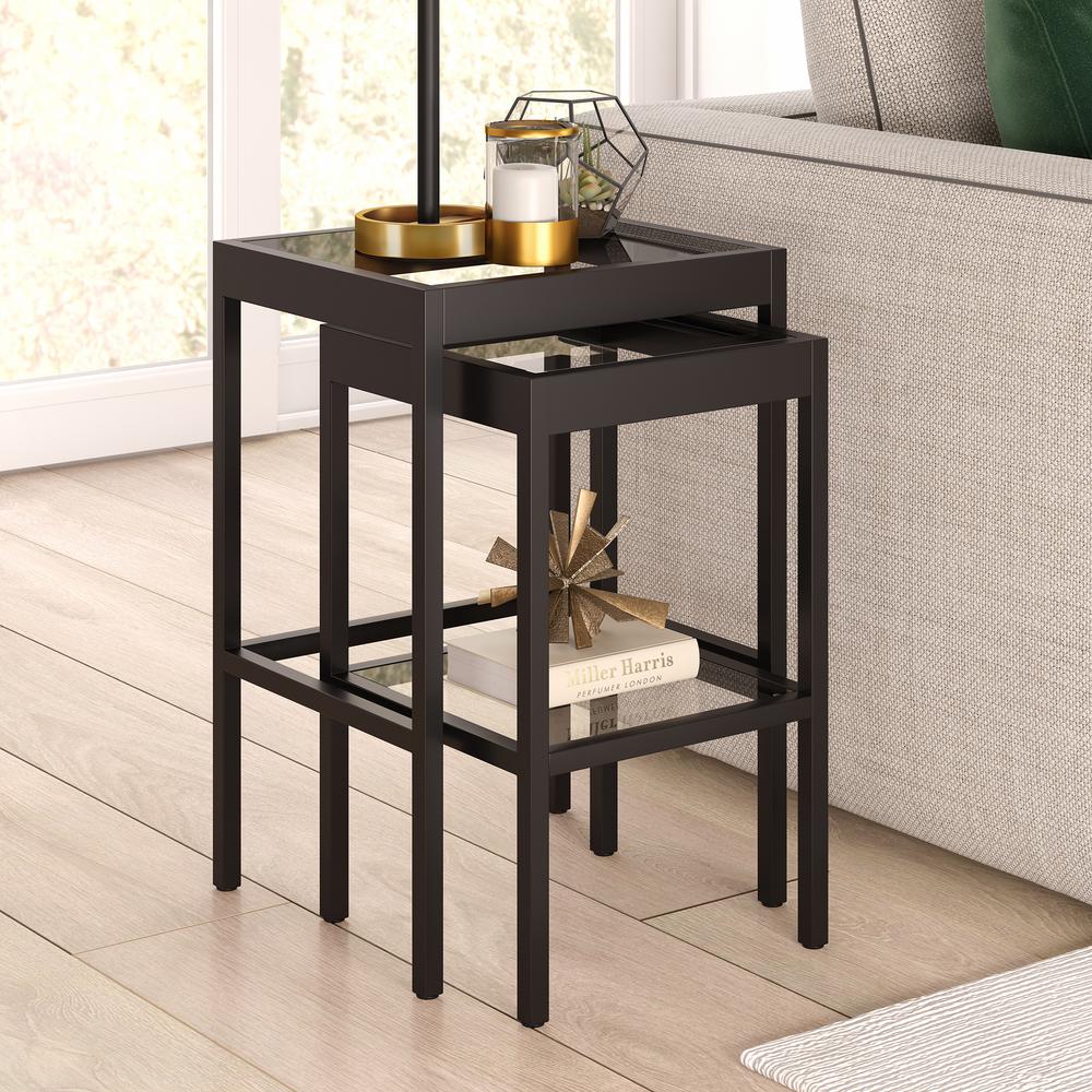 Alexis Rectangular & Square Nested Side Table in Blackened Bronze. Picture 2