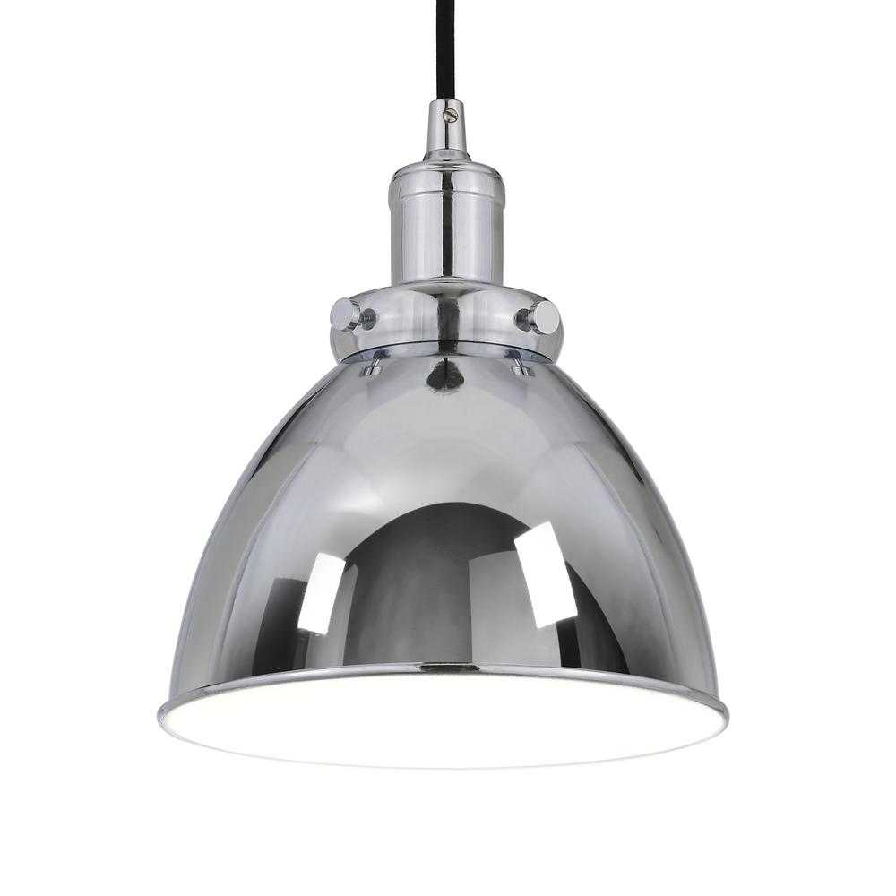 Madison 8" Wide Pendant with Metal Shade in Polished Nickel/Polished Nickel. Picture 3