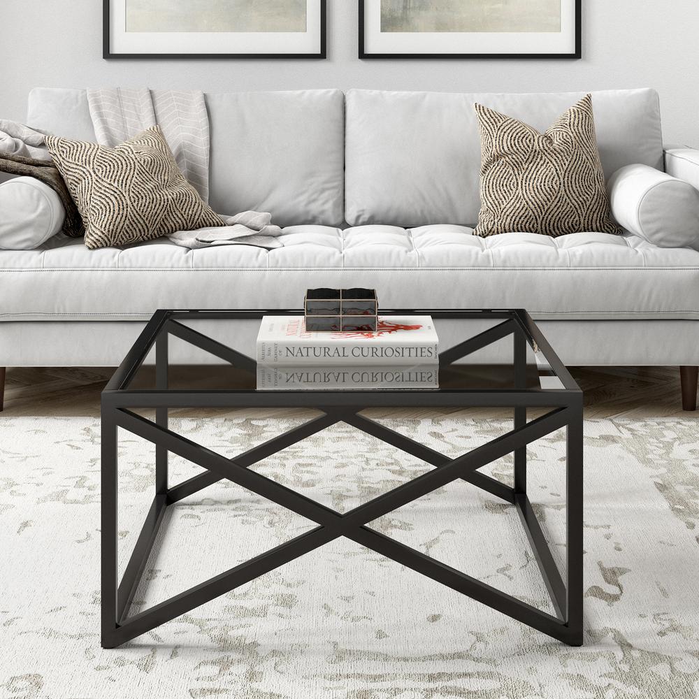Calix 32'' Wide Square Coffee Table in Blackened Bronze. Picture 2