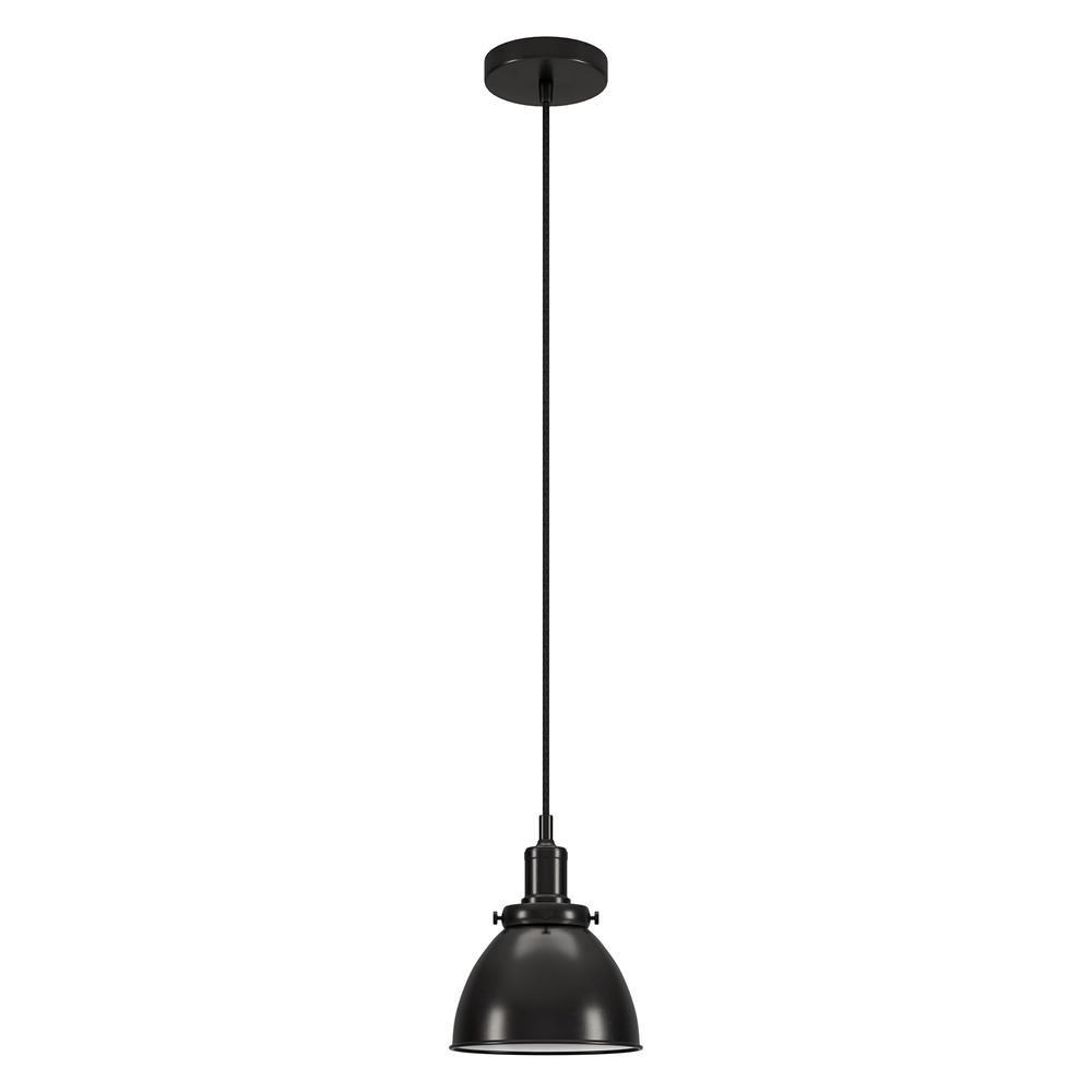 Madison 8" Wide Pendant with Metal Shade in Blackened Bronze/Blackened Bronze. Picture 1