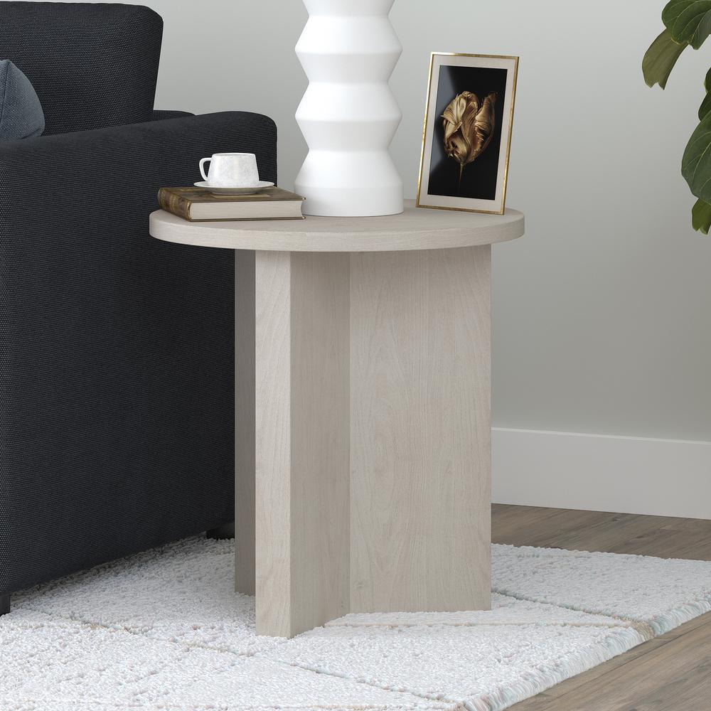 Anders 20" Wide Round Side Table in Alder White. Picture 2