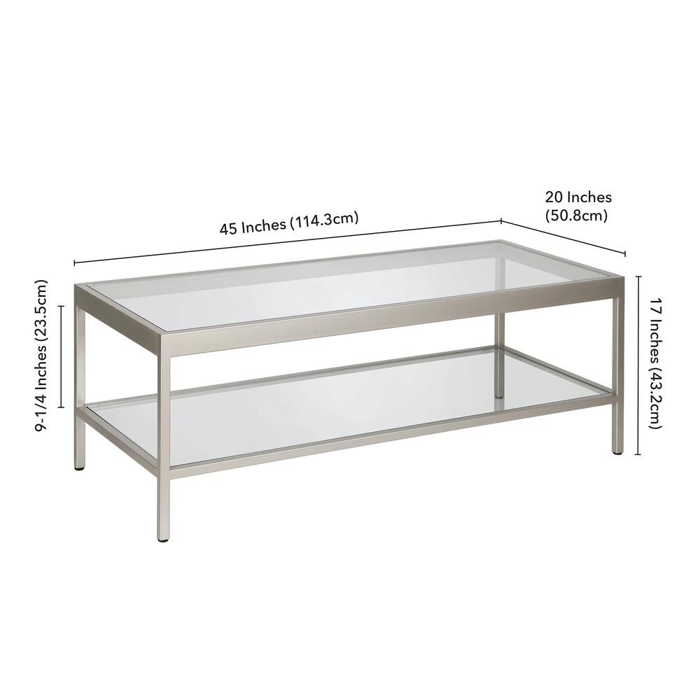 Alexis 45'' Wide Rectangular Coffee Table in Nickel. Picture 5