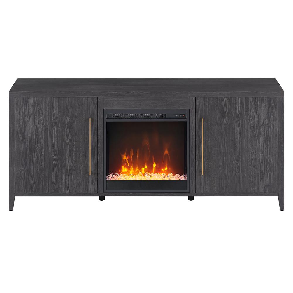 Jasper Rectangular TV Stand with Crystal Fireplace for TV's up to 65" in Charcoal Gray. Picture 3