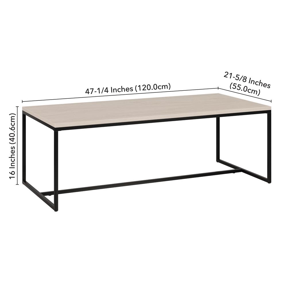 Boone 47" Wide Rectangular Coffee Table in Alder White. Picture 5