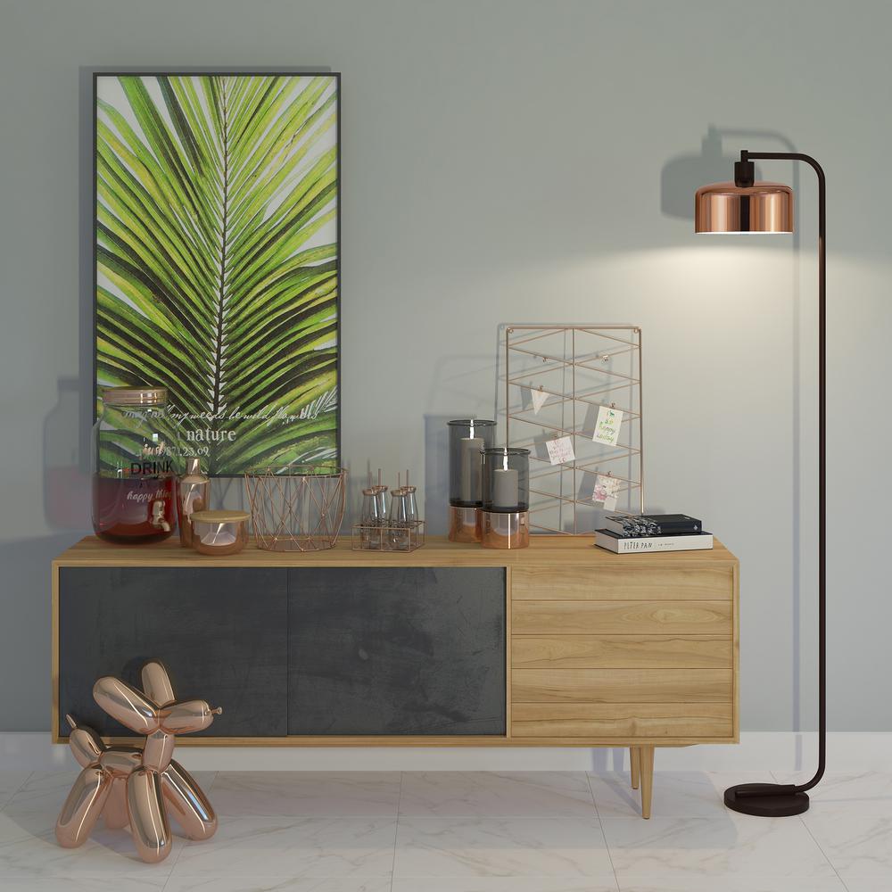 Cadmus 57" Tall Floor Lamp with Metal Shade in Blackened Bronze/Copper/Copper. Picture 2