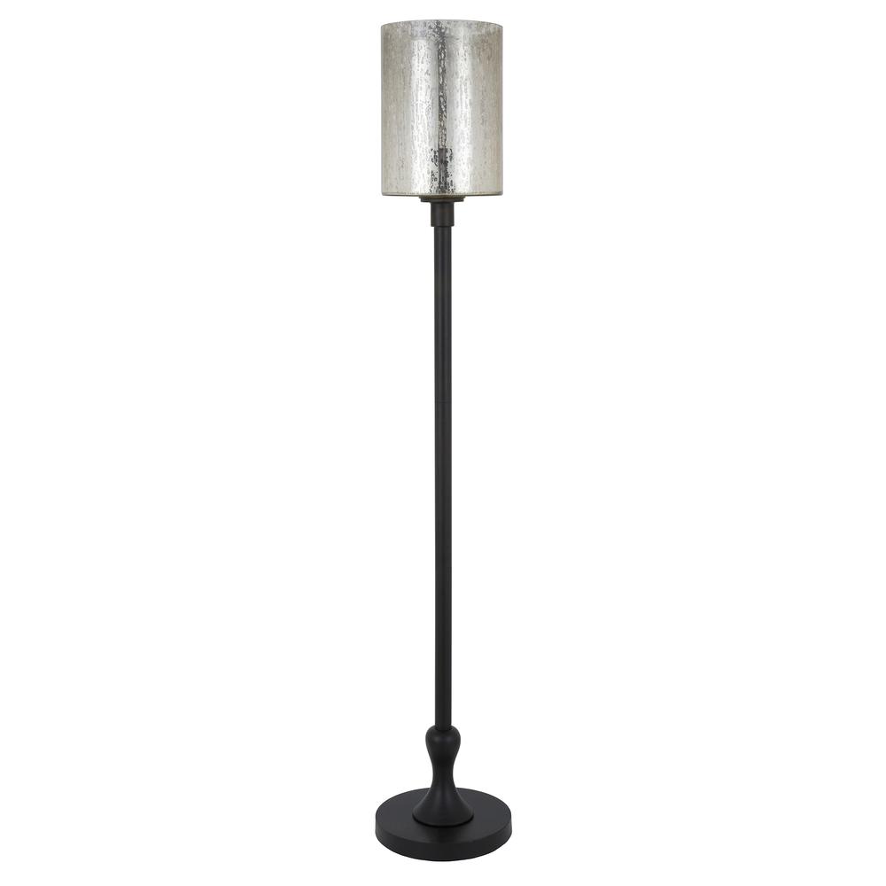 Numit 68.75" Tall Floor Lamp with Glass Shade in Blackened Bronze/Mercury Glass. Picture 1