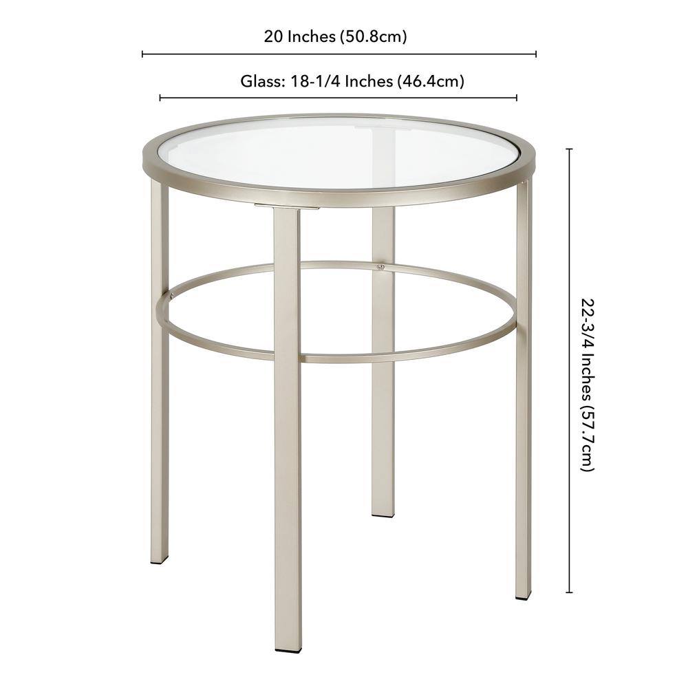 Gaia 20'' Wide Round Side Table in Satin Nickel. Picture 5