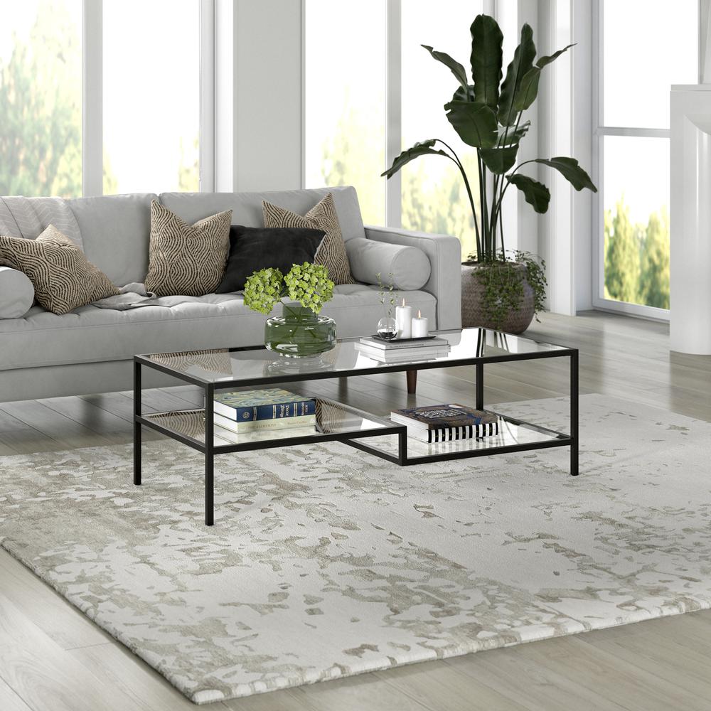 Lovett 54'' Wide Rectangular Coffee Table in Blackened Bronze. Picture 4