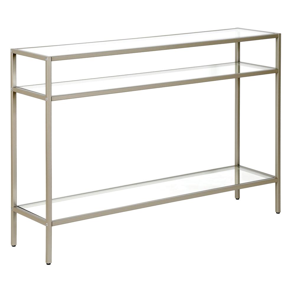 Siviline 42'' Wide Rectangular Console Table in Satin Nickel. The main picture.