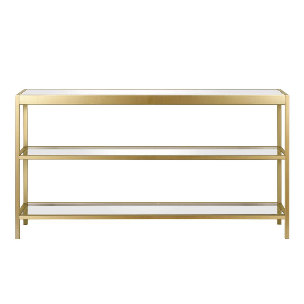 Alexis 55'' Wide Rectangular Console Table in Brass. Picture 3