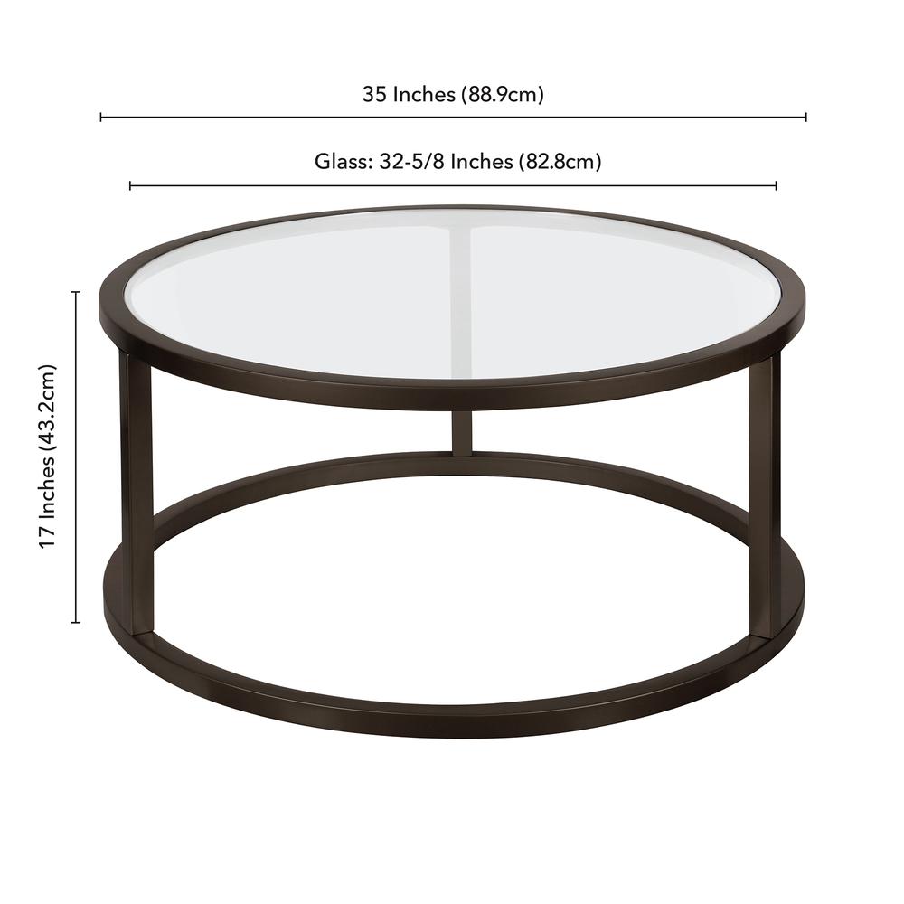 Parker 35'' Wide Round Coffee Table in Blackened Bronze. Picture 5