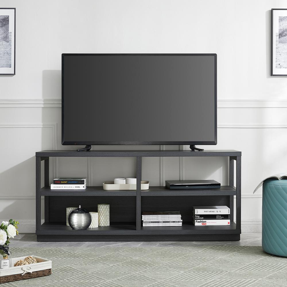Thalia Rectangular TV Stand for TV's up to 60" in Charcoal Gray. Picture 4