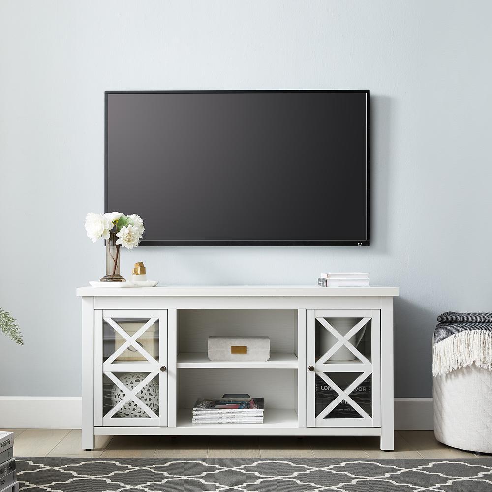 Colton Rectangular TV Stand for TV's up to 55" in White. Picture 4