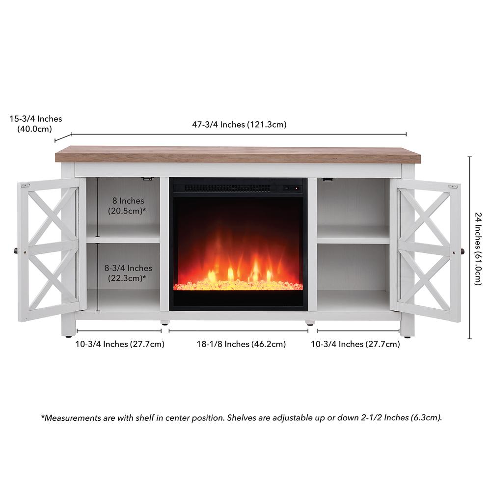 Colton Rectangular TV Stand with Crystal Fireplace for TV's up to 55" in White/Gray Oak. Picture 5