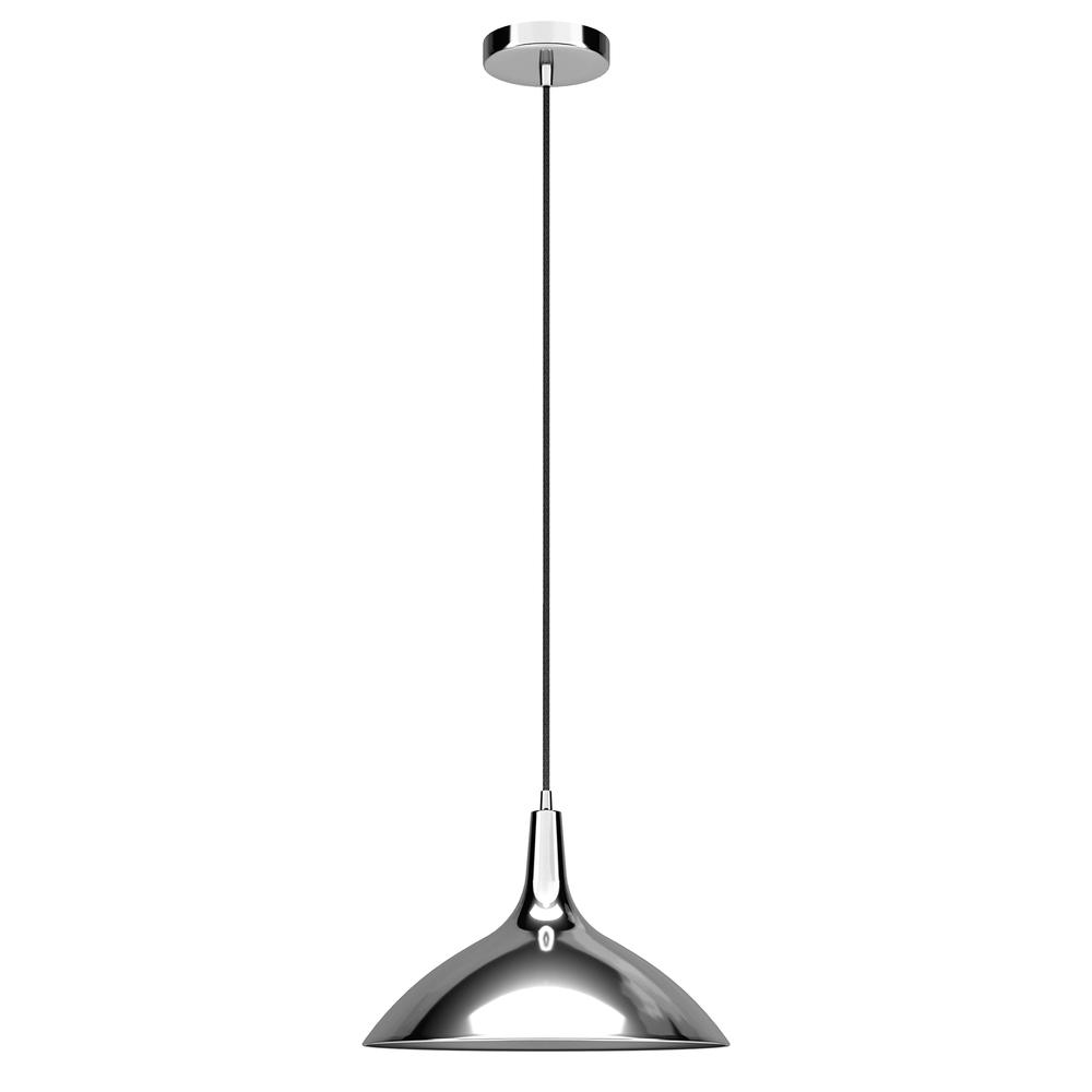 Barton 14" Wide Pendant with Metal Shade in Polished Nickel/Polished Nickel. Picture 1