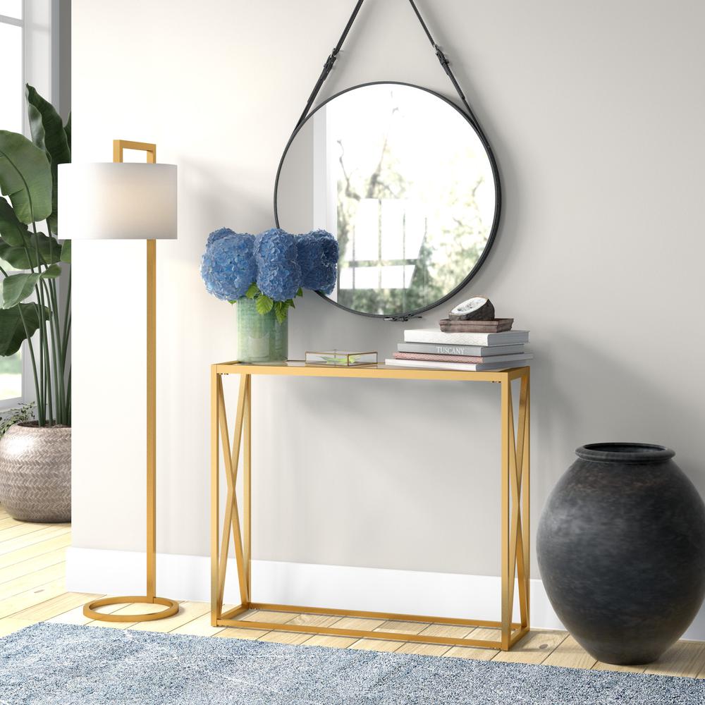 Arlo 36'' Wide Rectangular Console Table in Brass. Picture 4