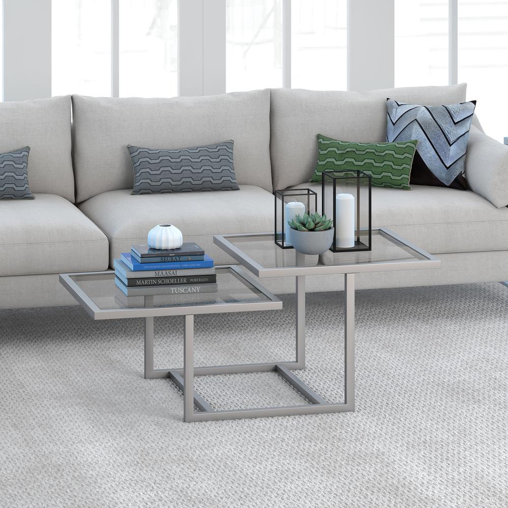 Amalie 43'' Wide Square Coffee Table in Nickel. Picture 2