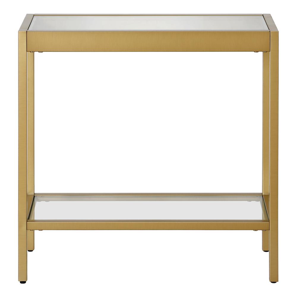 Alexis 24'' Wide Rectangular Side Table in Brass. Picture 3