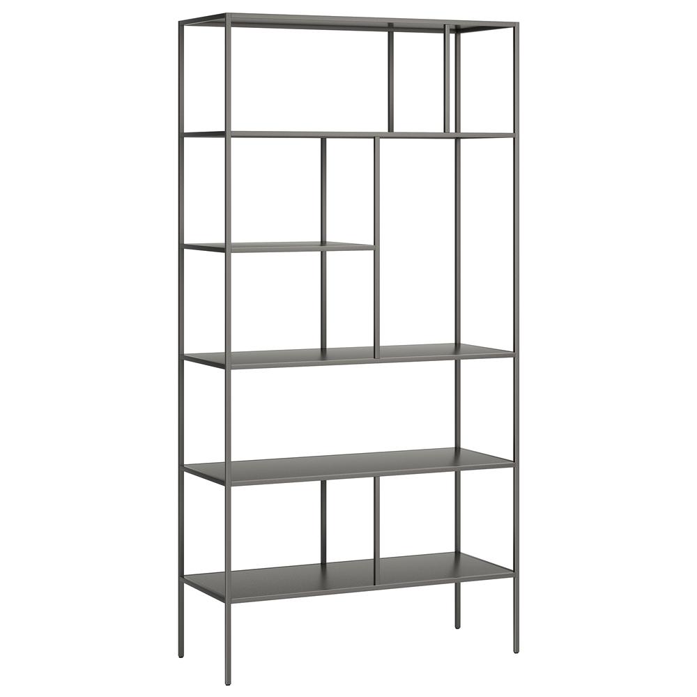 Winthrop 72'' Tall Rectangular Bookcase in Gunmetal Gray. Picture 1