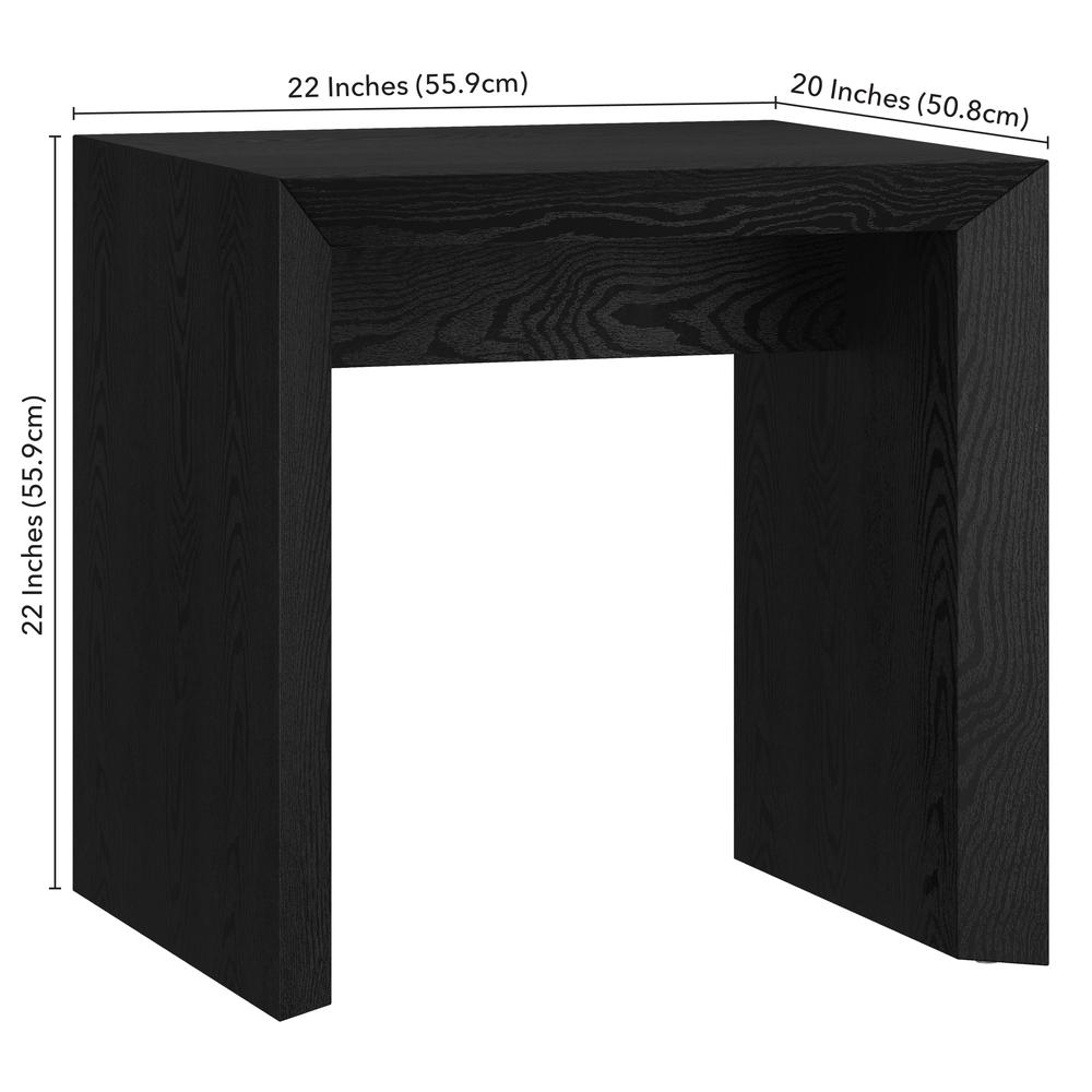 Oswin 22" Wide Rectangular Side Table in Black Grain. Picture 5
