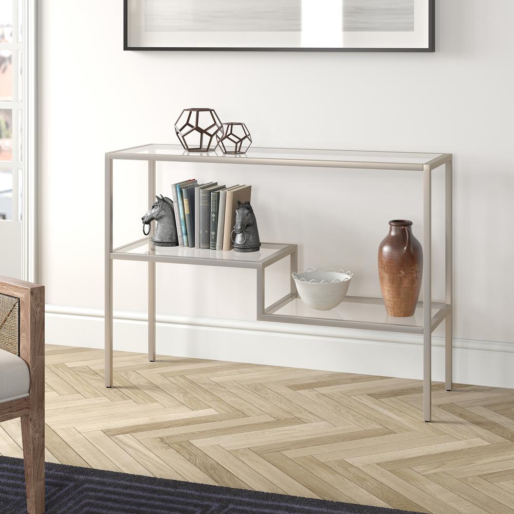 Lovett 42'' Wide Rectangular Console Table in Satin Nickel. Picture 2