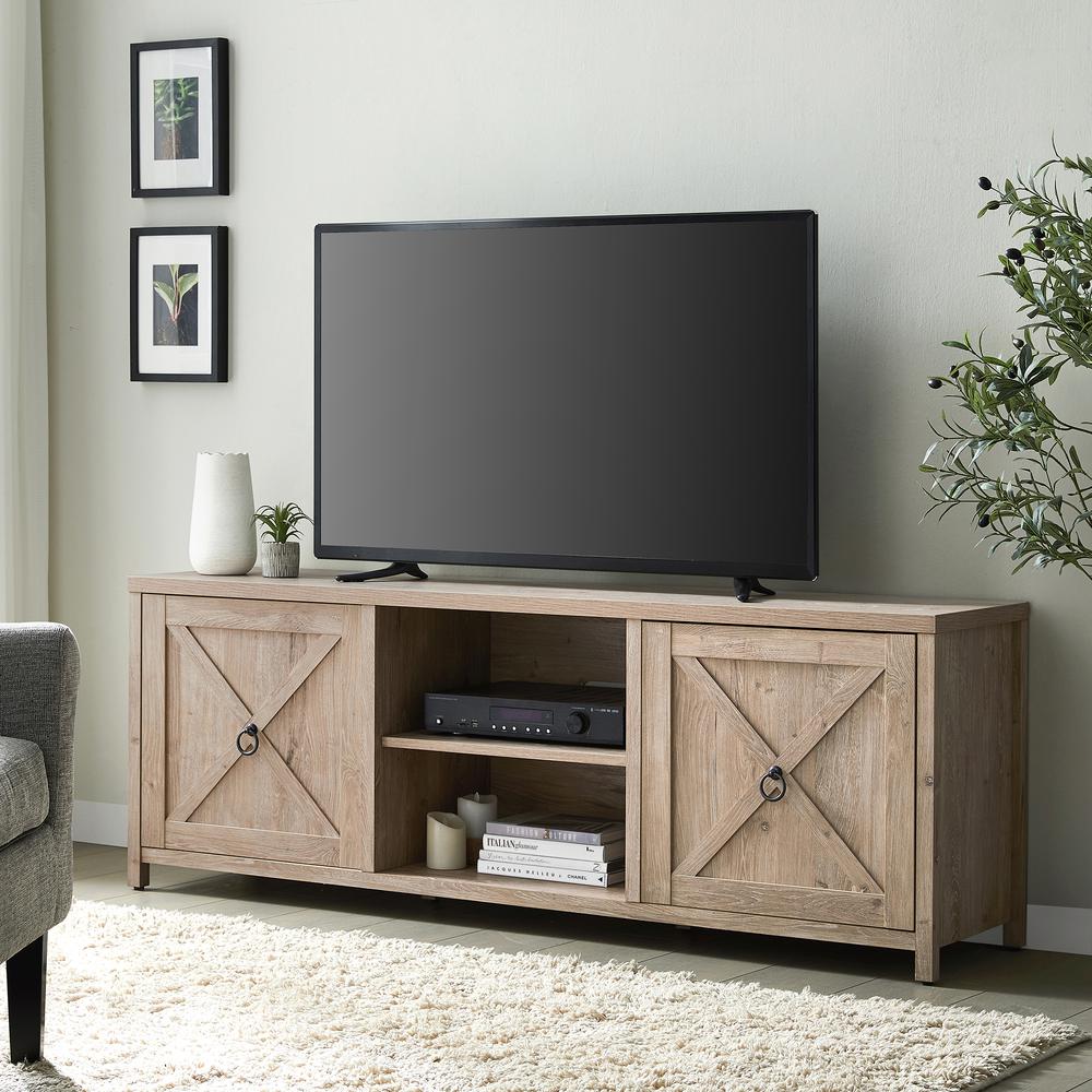Granger Rectangular TV Stand for TV's up to 80" in White Oak. Picture 2