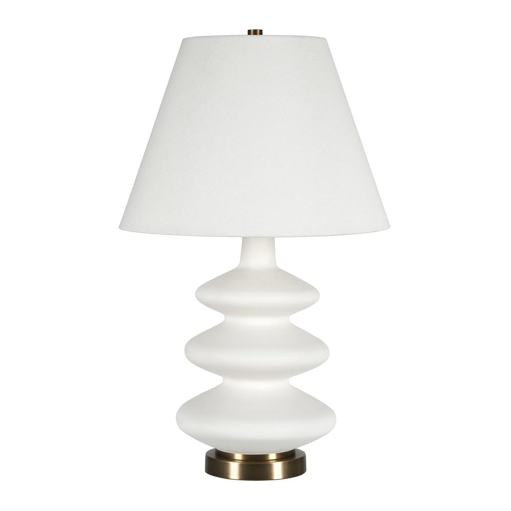 Carleta 26.5" Tall Triple Gourd Table Lamp with Fabric Shade in White/White. The main picture.