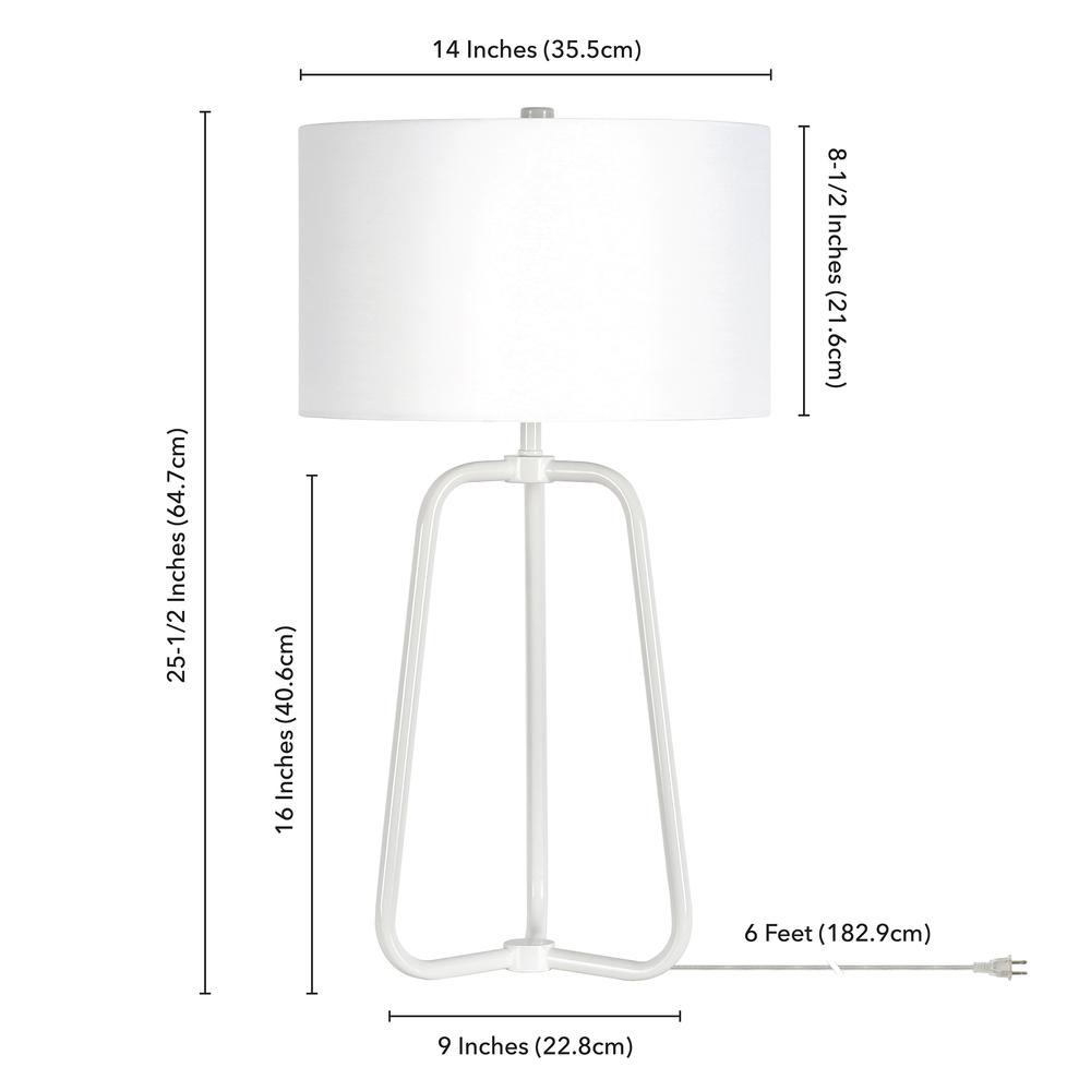 Marduk 25.5" Tall Table Lamp with Fabric Shade in Matte White/White. Picture 5
