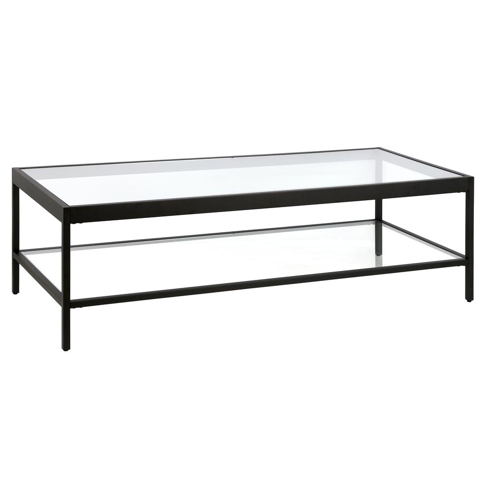 Alexis 54'' Wide Rectangular Coffee Table in Blackened Bronze. Picture 1