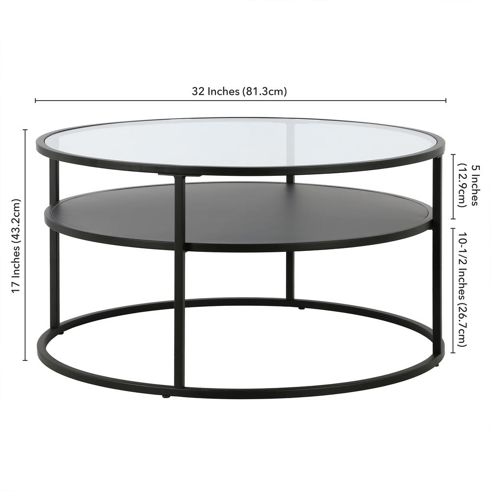 Ada 32" Wide Round Coffee Table in Blackened Bronze. Picture 6
