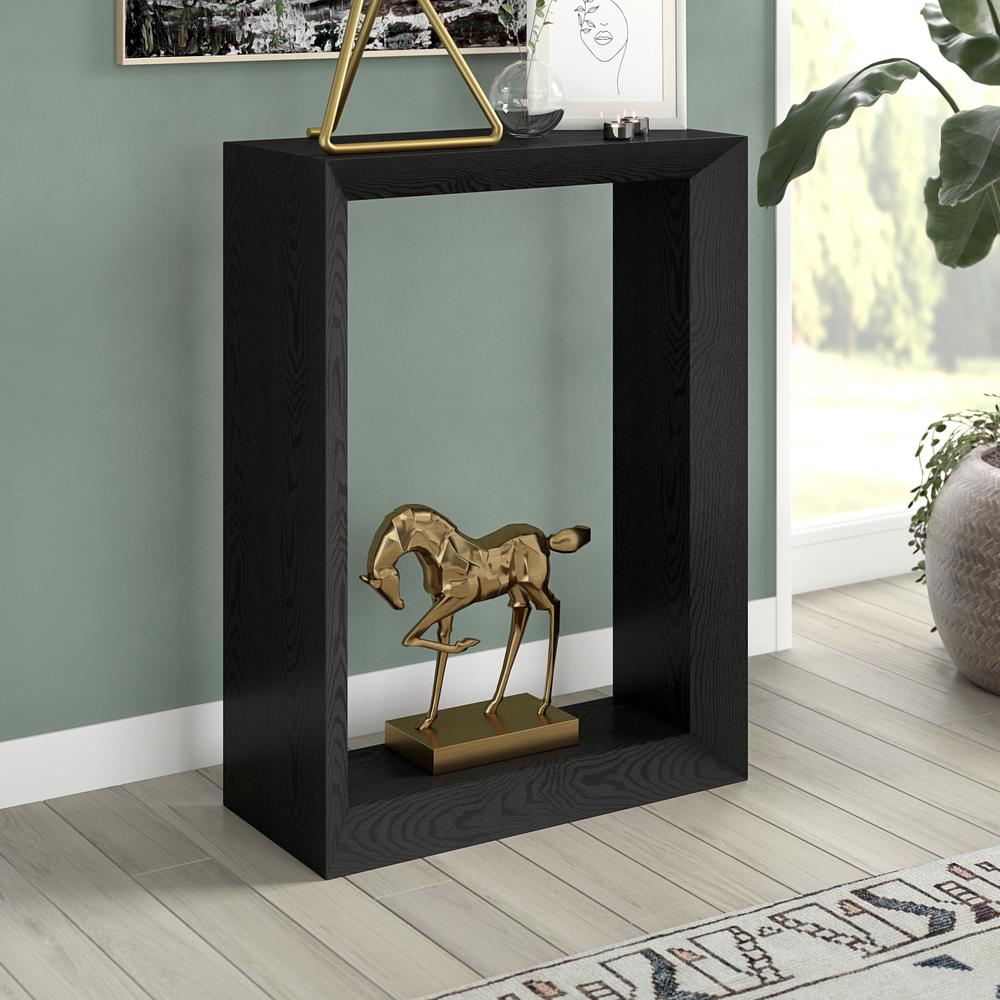 Osmond 22" Wide Rectangular Console Table in Black Grain. Picture 3