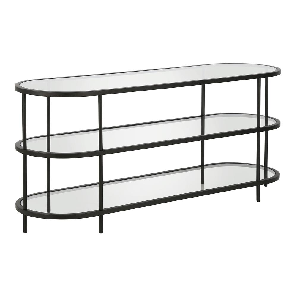 Leif Oval TV Stand for TV's up to 60" in Blackened Bronze. Picture 1