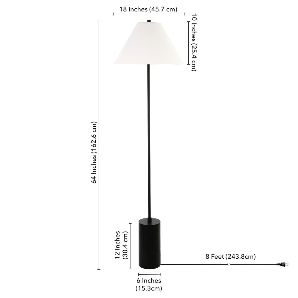 Somerset 64 Tall Floor Lamp with Fabric Shade in Blackened Bronze/White. Picture 4