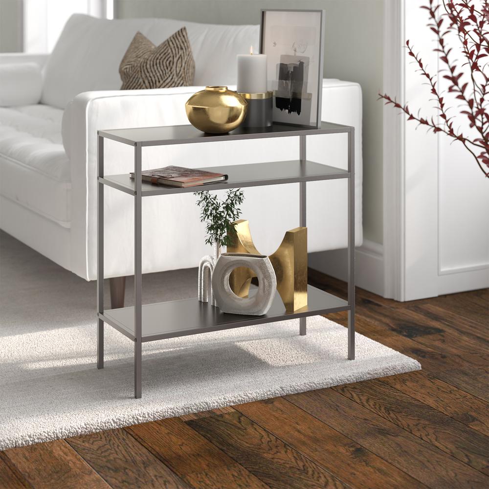 Ricardo 24'' Wide Rectangular Side Table in Gunmetal Gray. Picture 2