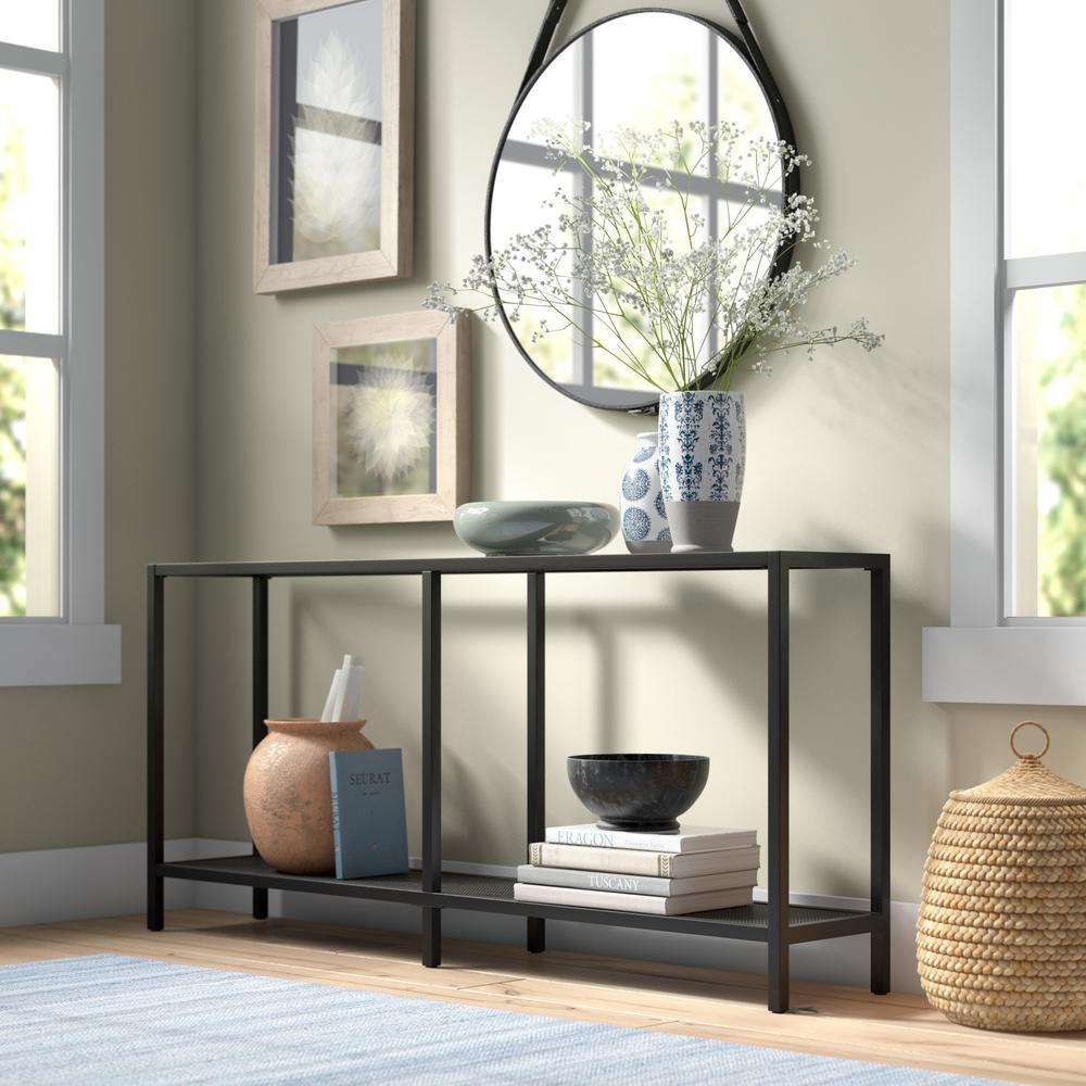 Rigan 64'' Wide Rectangular Console Table in Blackened Bronze. Picture 4