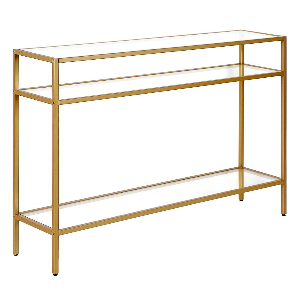 Siviline 42'' Wide Rectangular Console Table in Brass. Picture 1