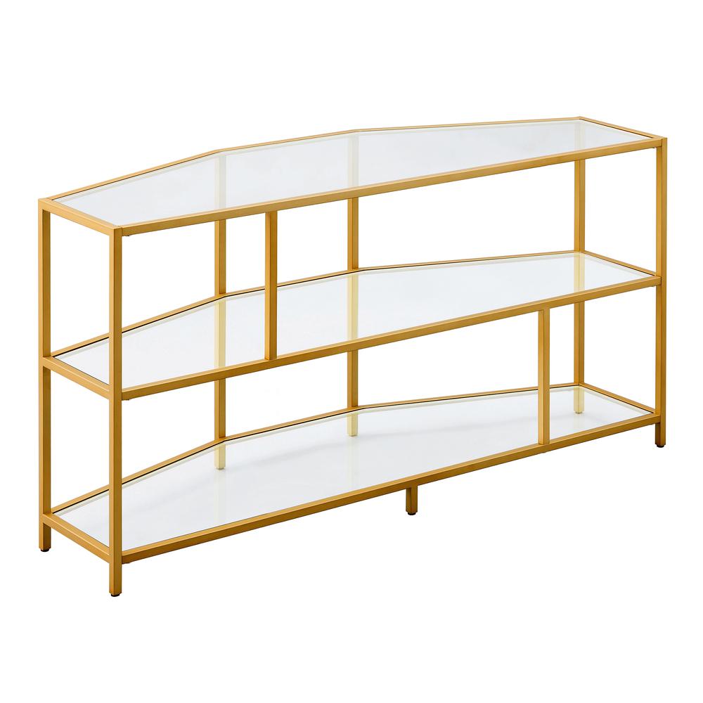 Clark Corner TV Stand for TV's up to 55" in Brass. Picture 1