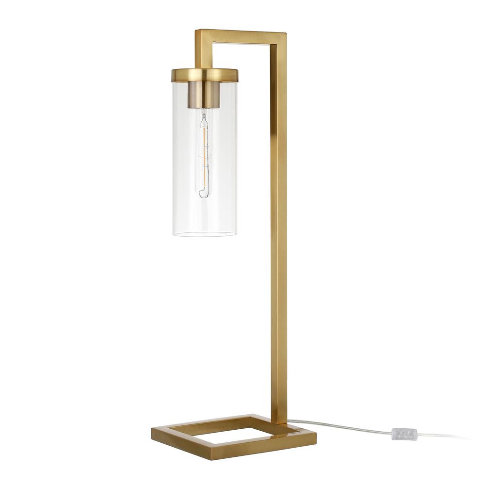 Malva 26" Tall Table Lamp with Glass Shade in Brass/Clear. Picture 3