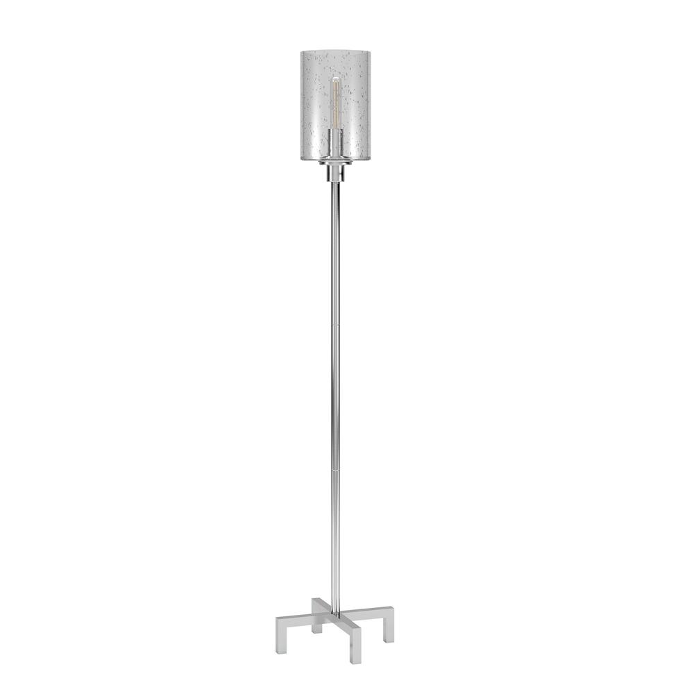 Panos 66.25" Tall Floor Lamp with Glass Shade in Polished Nickel/Clear. Picture 1