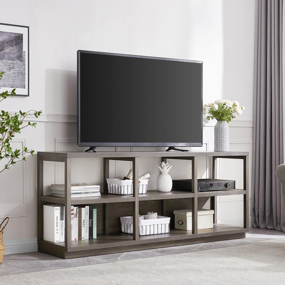 Thalia Rectangular TV Stand for TV's up to 80" in Alder Brown. Picture 2