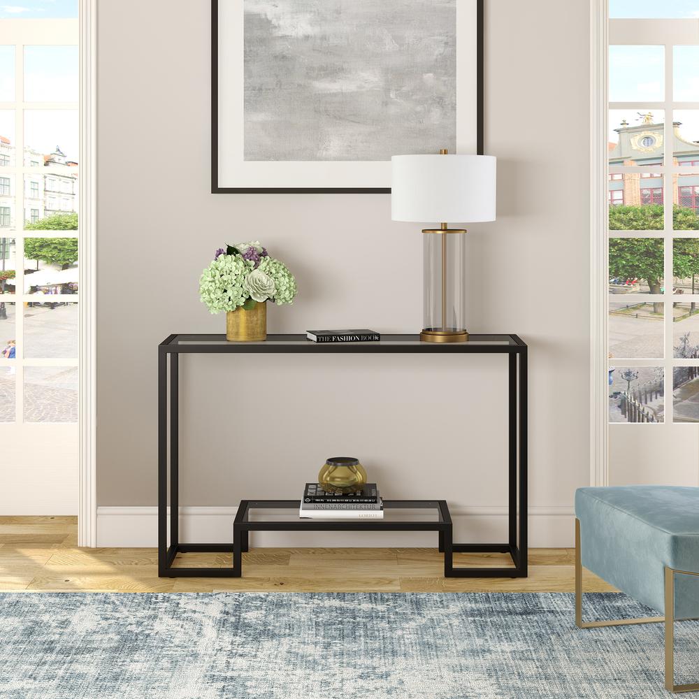Athena 47.75'' Wide Rectangular Console Table in Blackened Bronze. Picture 4