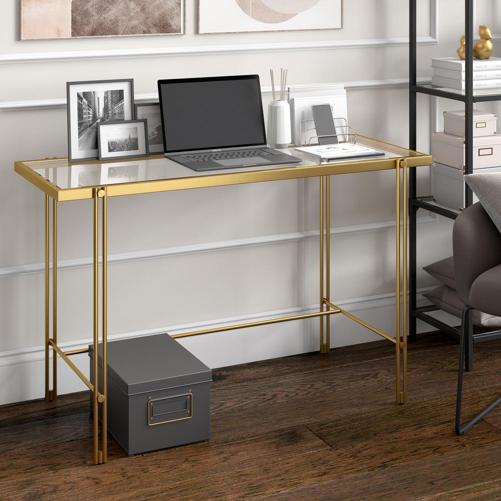 Inez Rectangular 48'' Wide Desk in Brass. Picture 2