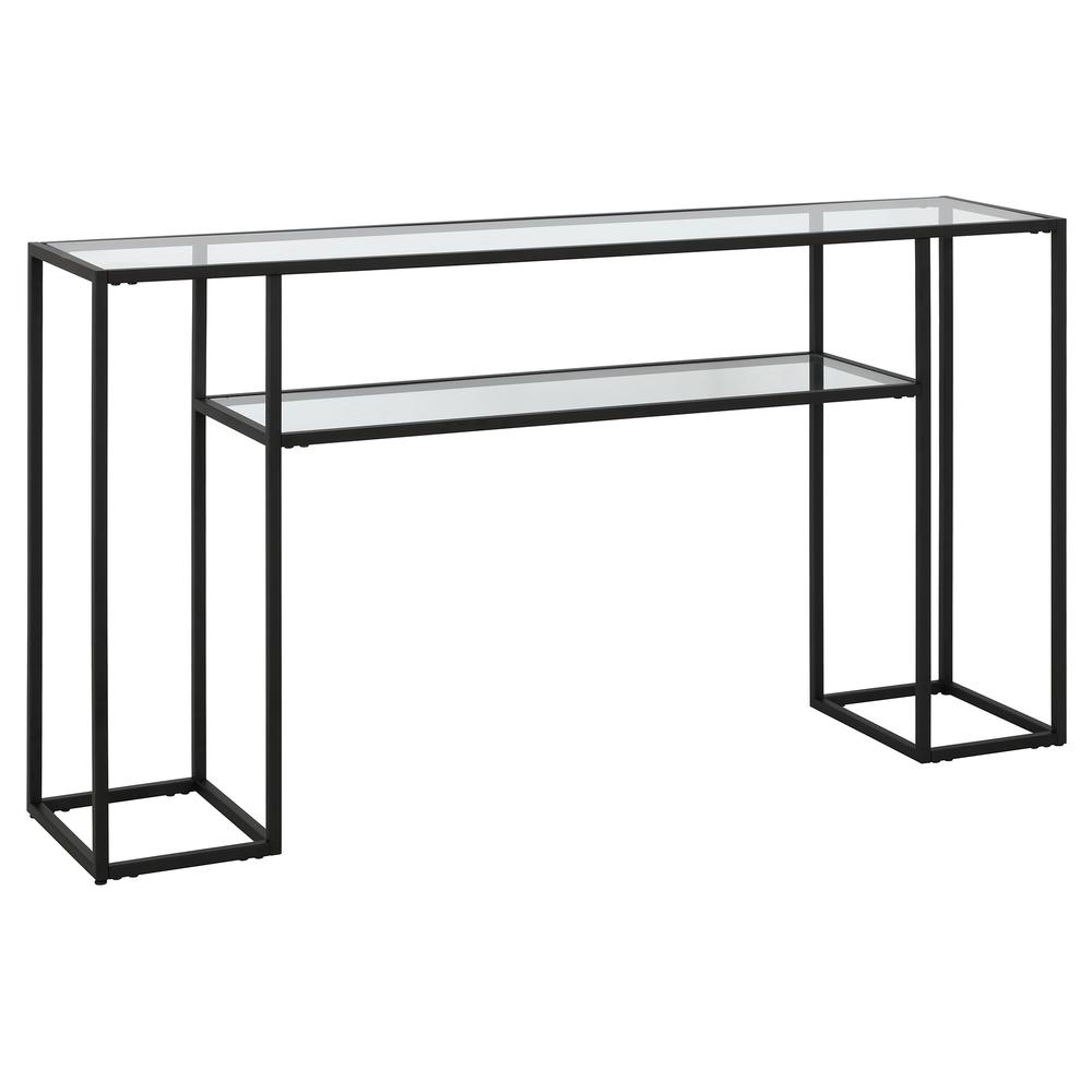 Marilyn 55" Wide Rectangular Console Table in Blackened Bronze. Picture 1