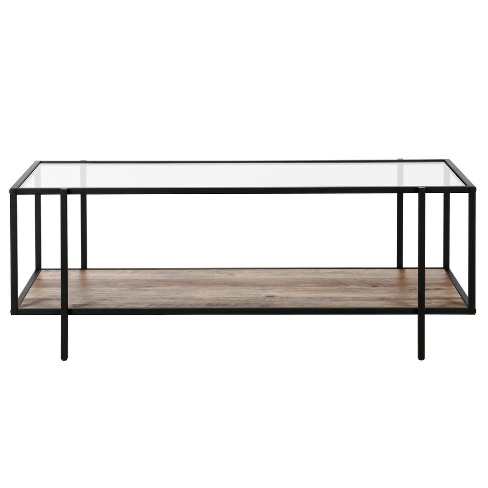 Vireo 45'' Wide Rectangular Coffee Table with MDF Shelf in Blackened Bronze/Gray Oak. Picture 3