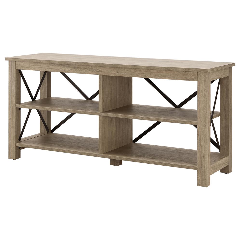Sawyer Rectangular TV Stand for TV's up to 55" in Antiqued Gray Oak. Picture 2