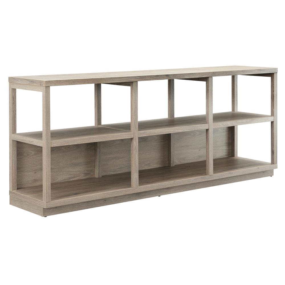Thalia Rectangular TV Stand for TV's up to 80" in Antiqued Gray Oak. Picture 1