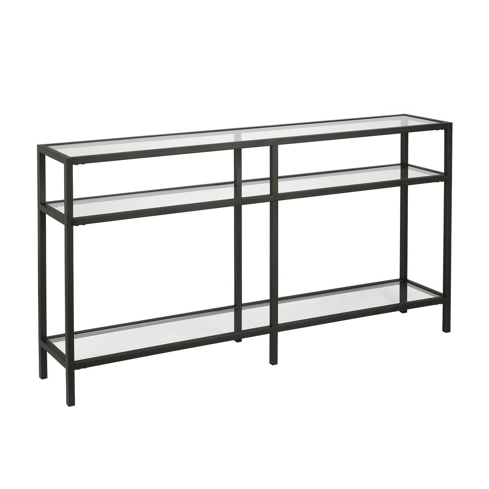 Sivil 55'' Wide Rectangular Console Table in Blackened Bronze. Picture 1