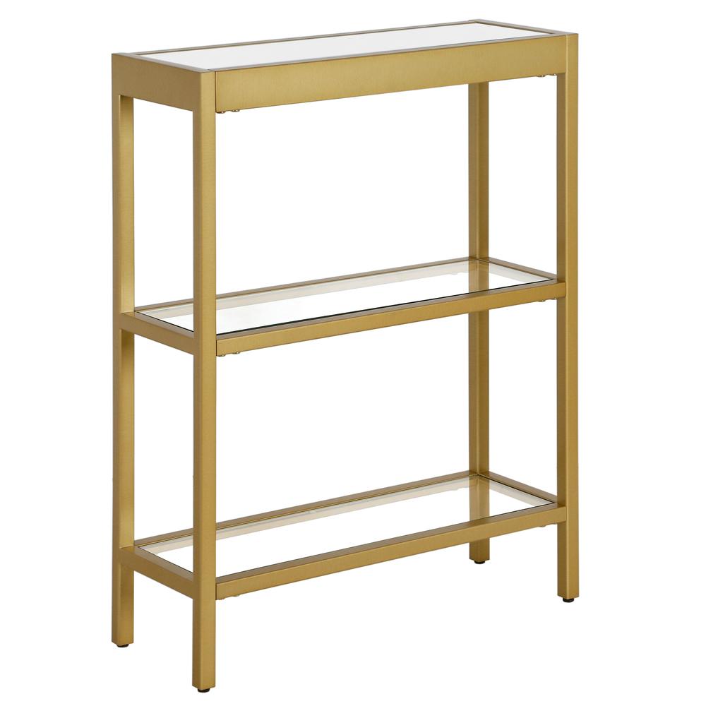 Alexis 22'' Wide Rectangular Console Table in Brass. Picture 1