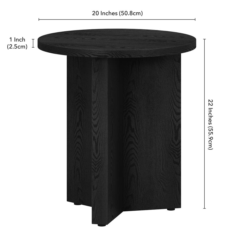 Anders 20" Wide Round Side Table in Black Grain. Picture 5
